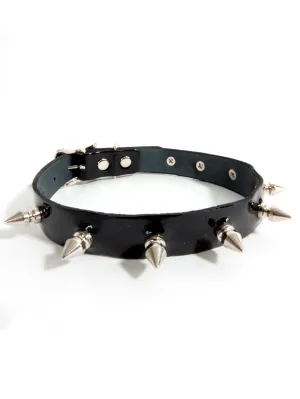 Leather Spiked Collar