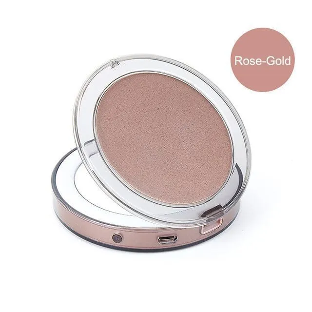 LED Lighted 3X Magnifying Mini Cosmetic Mirror