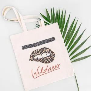 Leopard Print Empower Your Wildness Canvas Tote Eco Bag