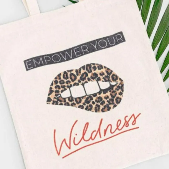 Leopard Print Empower Your Wildness Canvas Tote Eco Bag