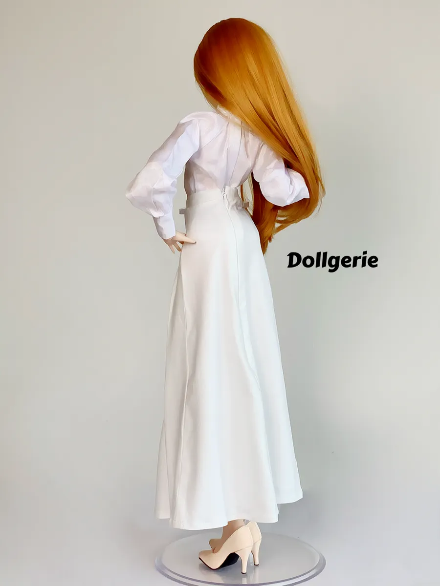 Libranian Satin White Long A-line Skirt for SmartDoll /DD