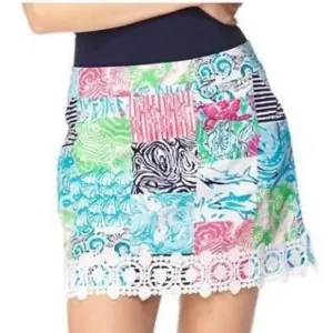 Lilly Pulitzer Marigold Skort Size 4 Multicolor Mini Pockets Venice Lace #80502