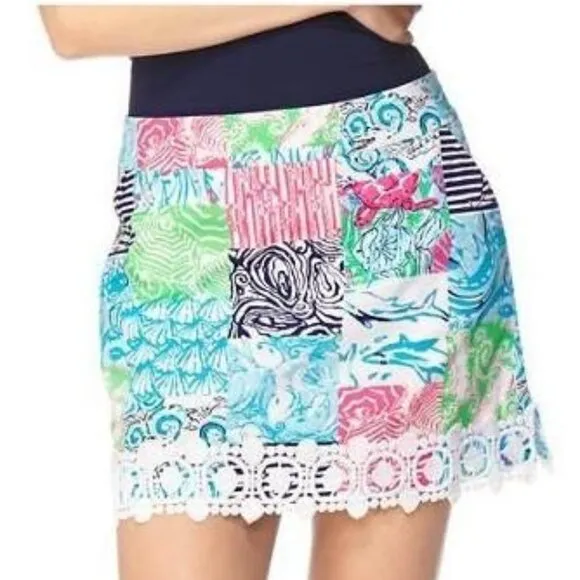 Lilly Pulitzer Marigold Skort Size 4 Multicolor Mini Pockets Venice Lace #80502