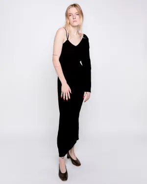 Linde asymmetrical crinkle dress in black