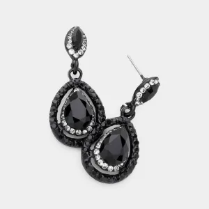 Little Girls Jet Black Crystal Pageant Earrings | 592112