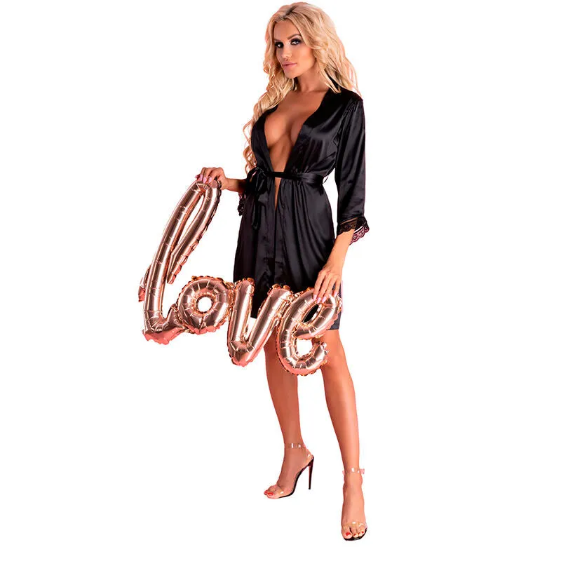 LIVCO CORSETTI FASHION - ARILADYEN LC 90568 DRESSING GOWN   PANTY BLACK L/XL