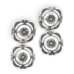 Lively Double Starburst Floral Concho Earrings