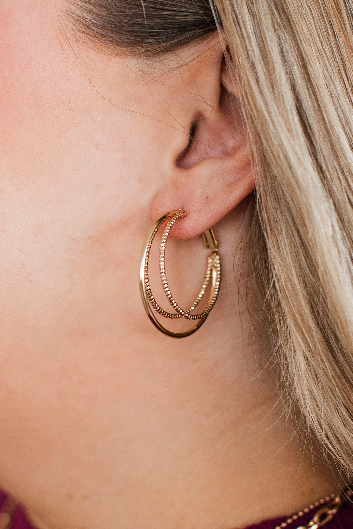 Living For Luxury Hoop Earrings- Gold
