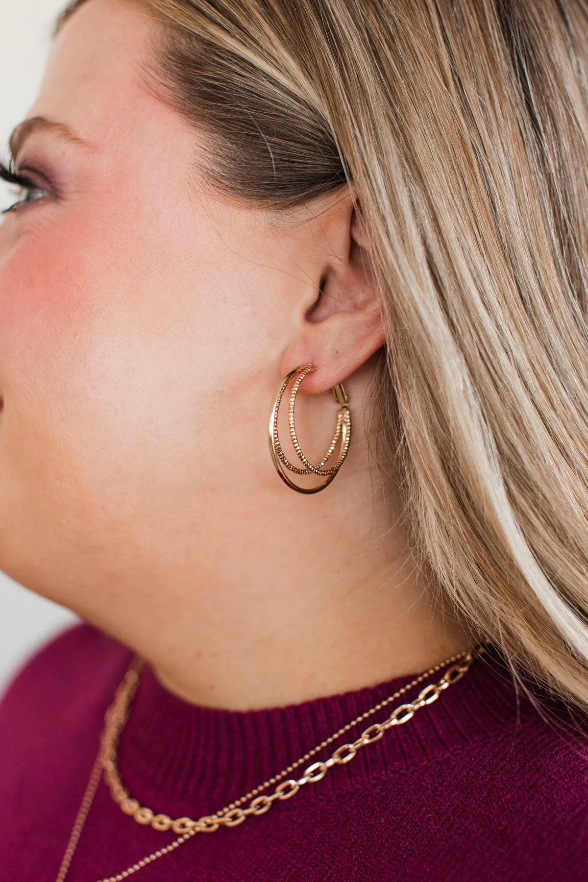 Living For Luxury Hoop Earrings- Gold