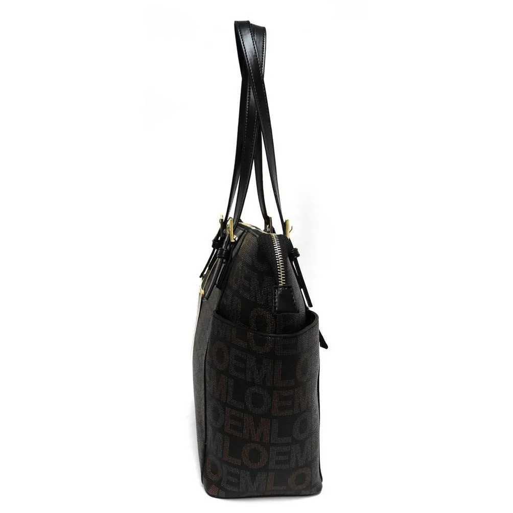 LOEM signature Print satchel Bag tote wallet set black Designer pockets