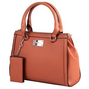 Londi Textured  Trim  Midi  Satchel  Orange  Snake
