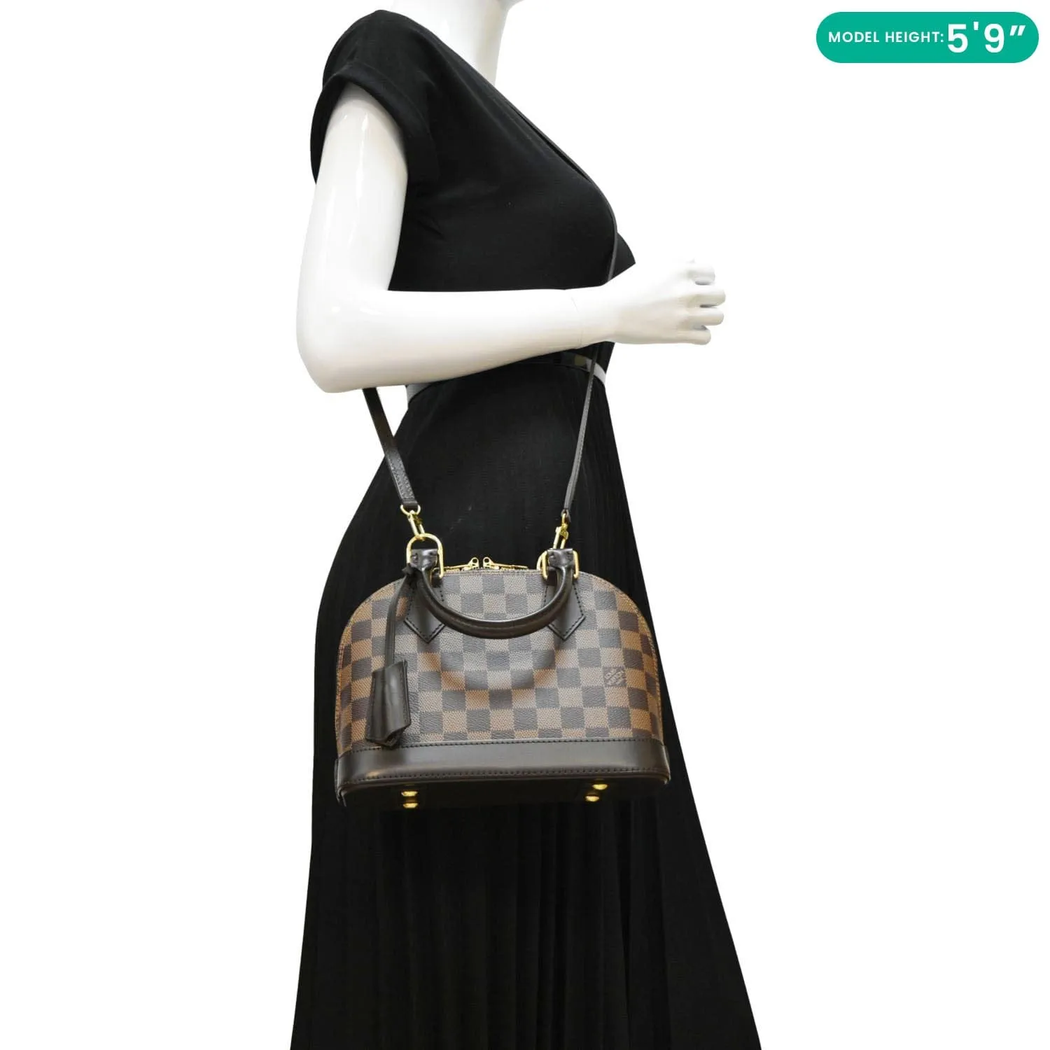 LOUIS VUITTON  Alma BB Damier Ebene Satchel Bag Brown