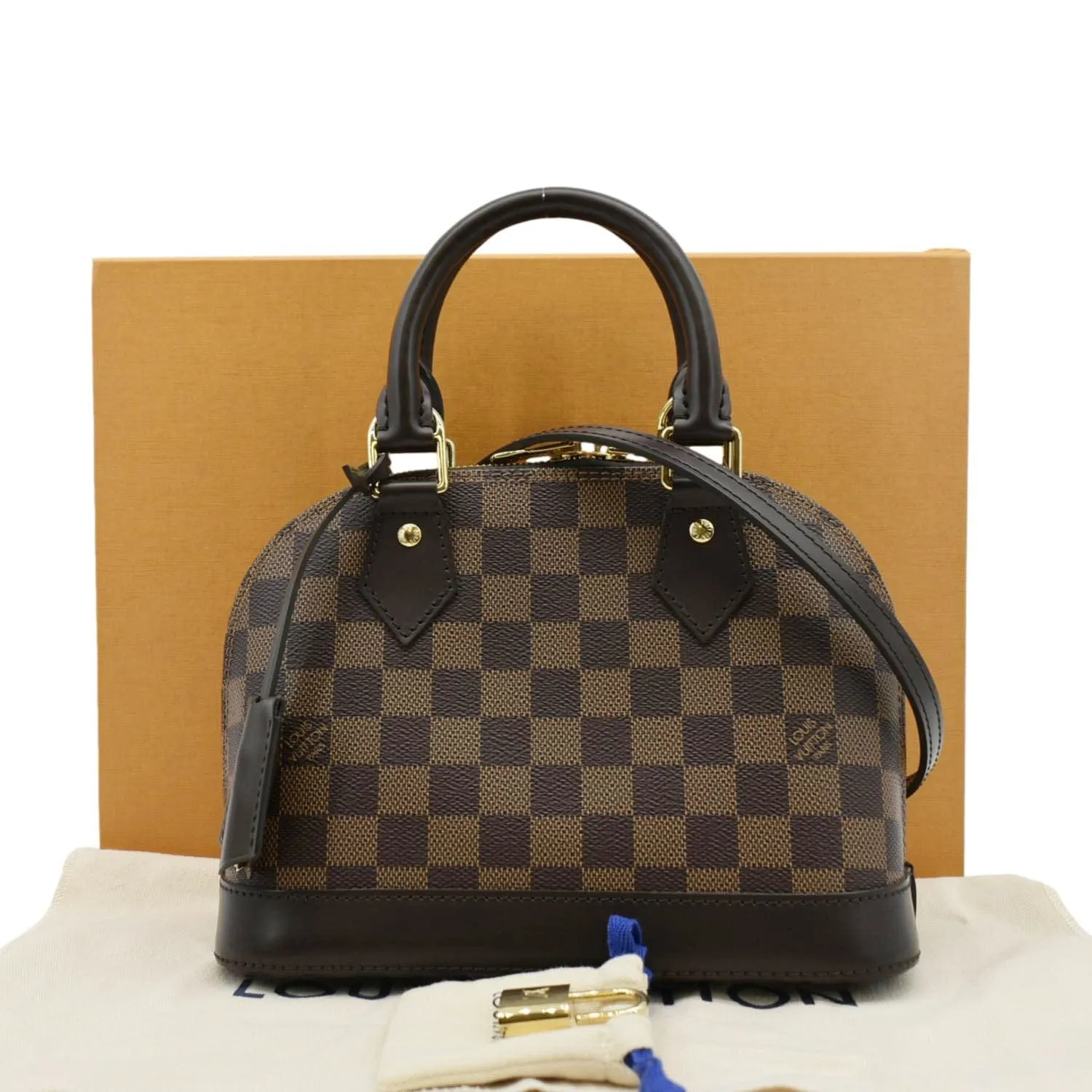 LOUIS VUITTON  Alma BB Damier Ebene Satchel Bag Brown