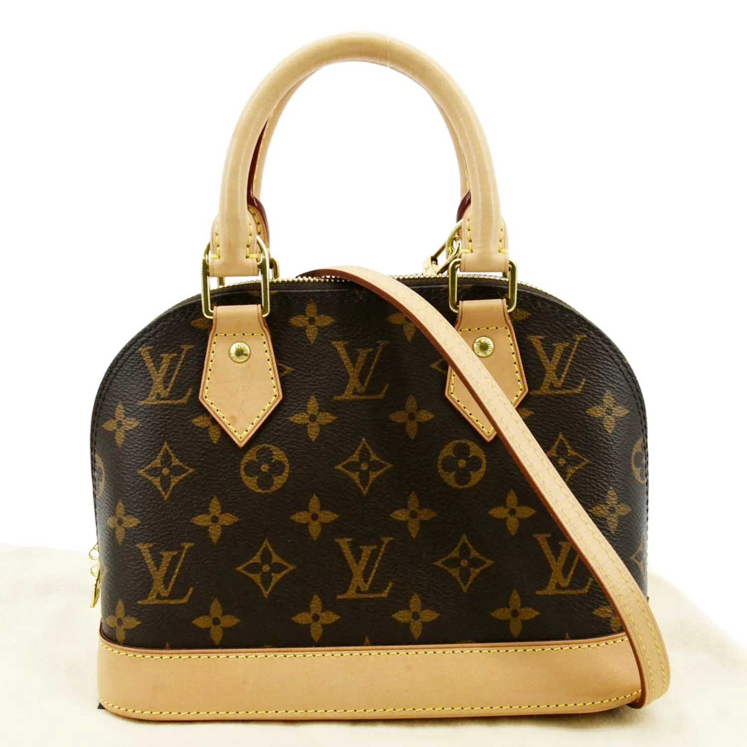 LOUIS VUITTON Alma BB Monogram Canvas Satchel Crossbody Bag Brown