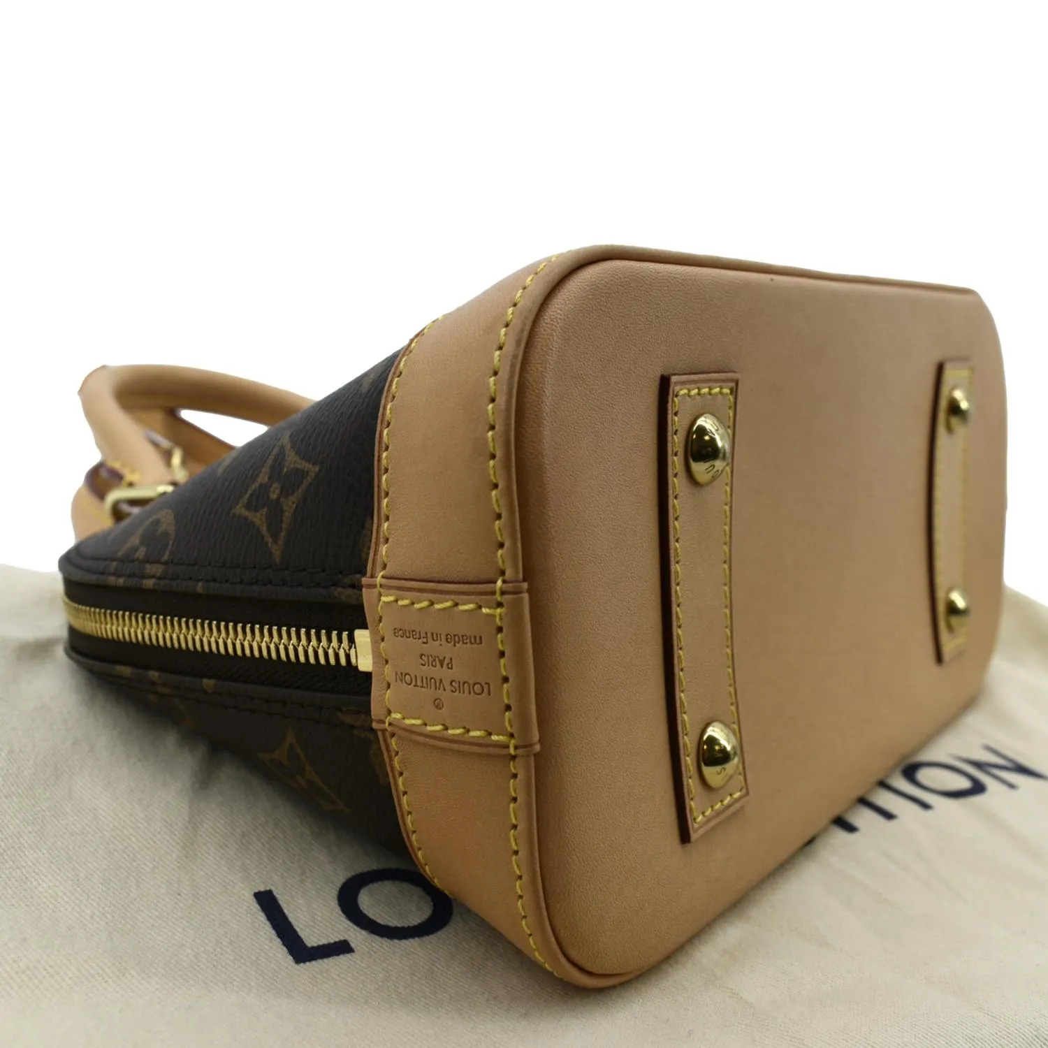 LOUIS VUITTON Alma BB Monogram Canvas Satchel Crossbody Bag Brown