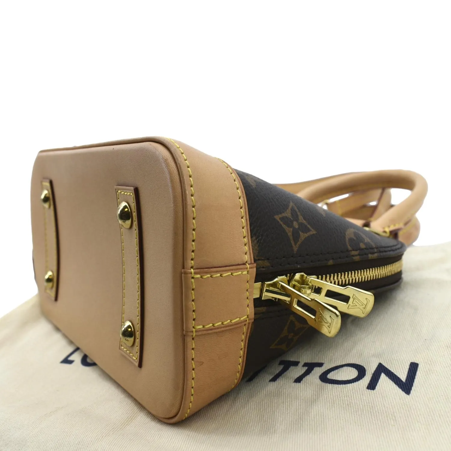 LOUIS VUITTON Alma BB Monogram Canvas Satchel Crossbody Bag Brown