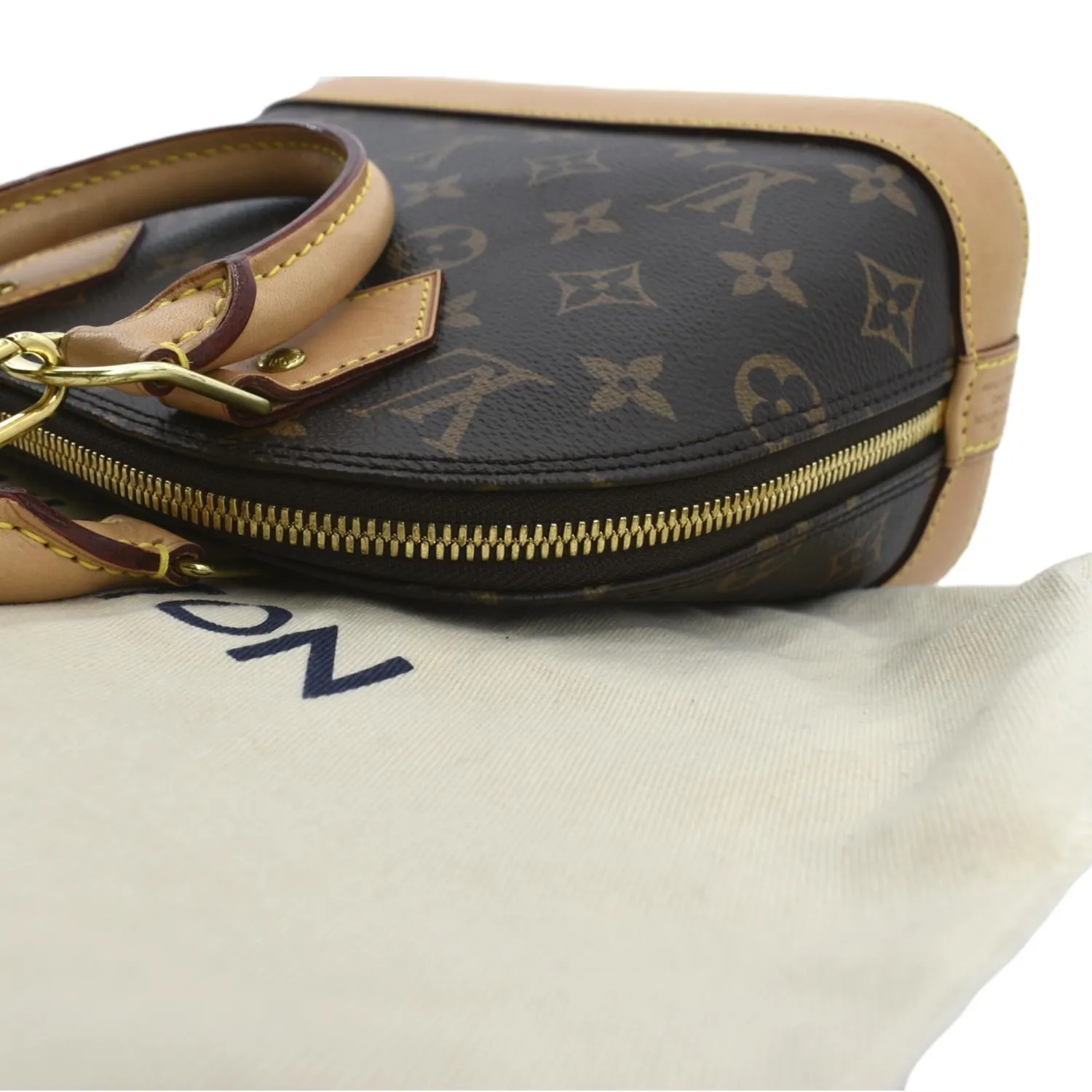 LOUIS VUITTON Alma BB Monogram Canvas Satchel Crossbody Bag Brown