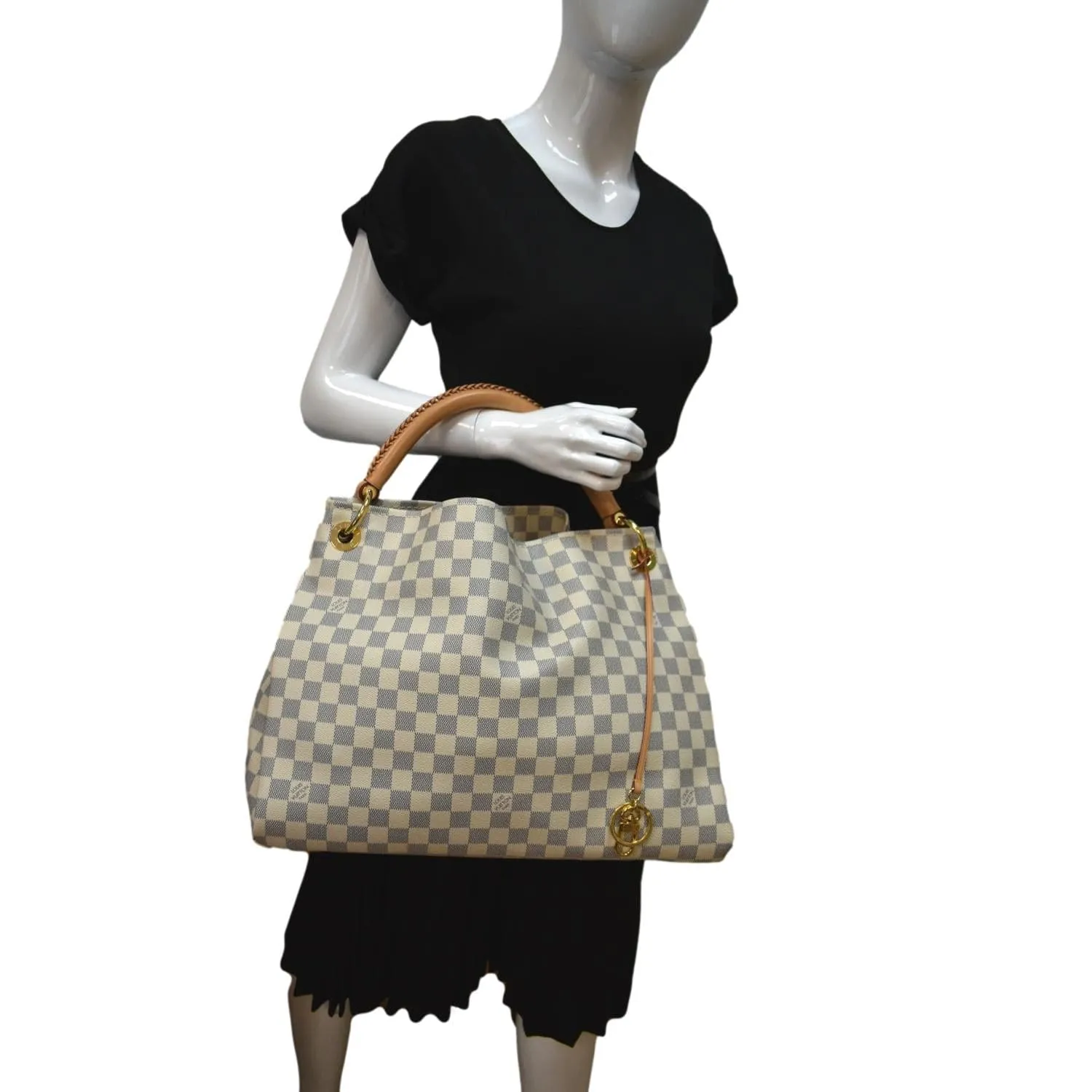 LOUIS VUITTON Artsy MM Damier Azur  Hobo Bag White