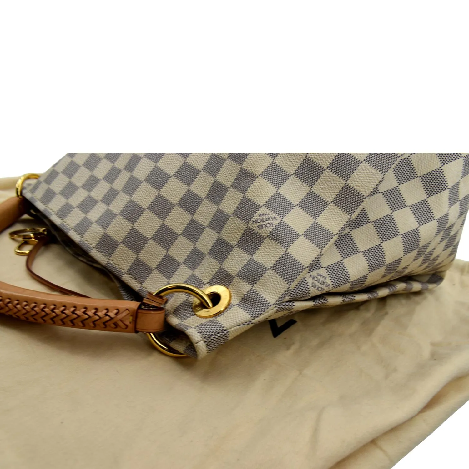 LOUIS VUITTON Artsy MM Damier Azur Hobo Bag White