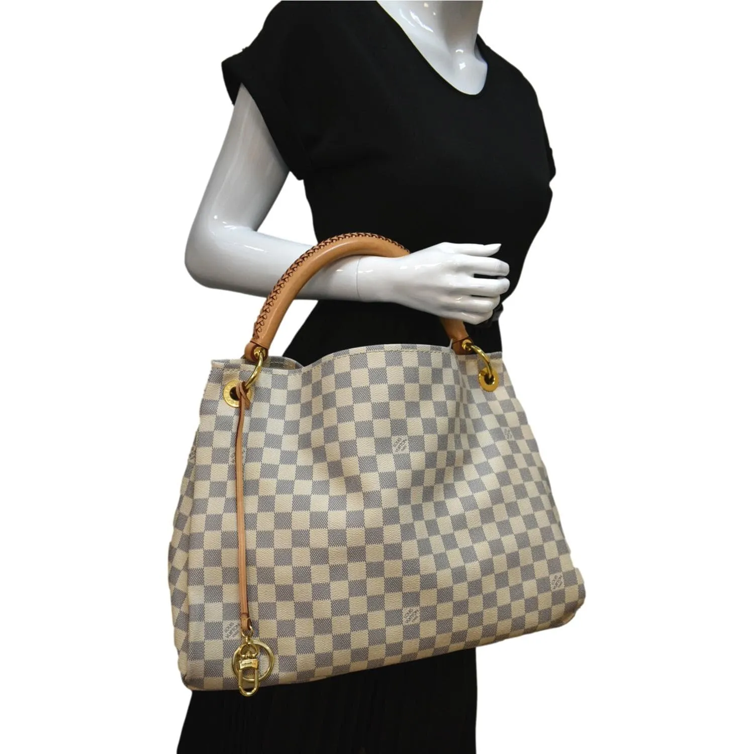 LOUIS VUITTON Artsy MM Damier Azur Hobo Bag White