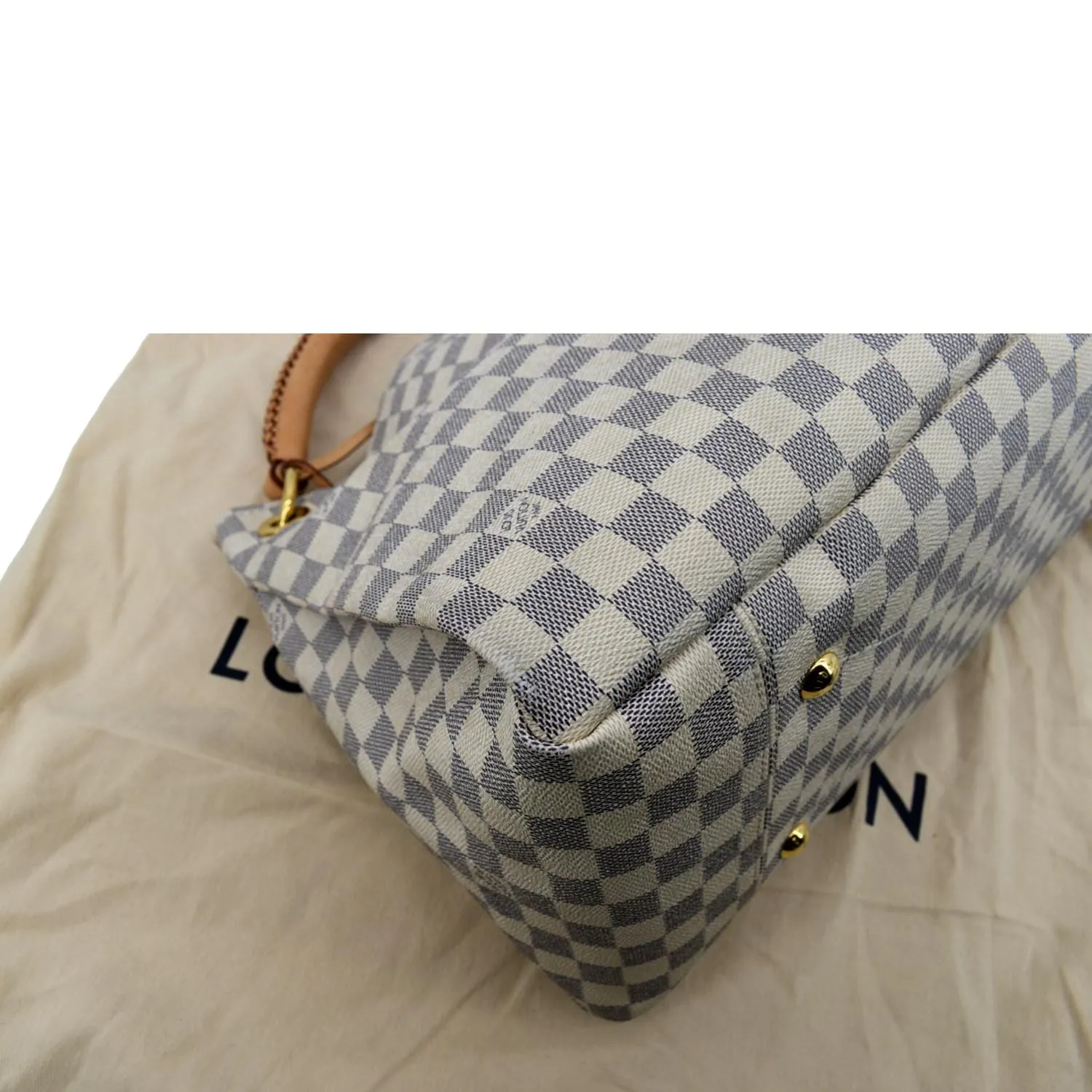 LOUIS VUITTON Artsy MM Damier Azur Hobo Bag White