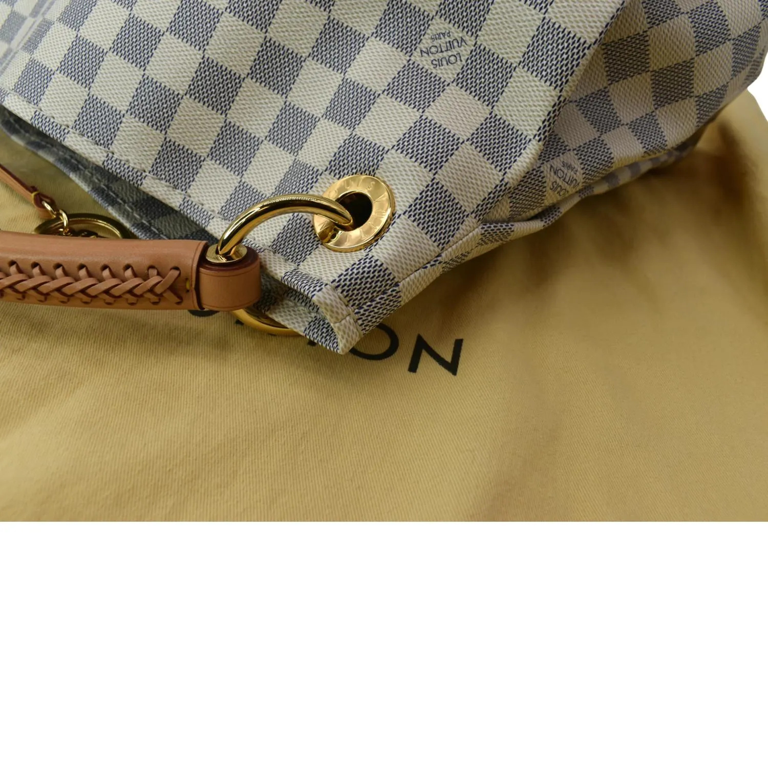 LOUIS VUITTON Artsy MM Damier Azur  Hobo Bag White