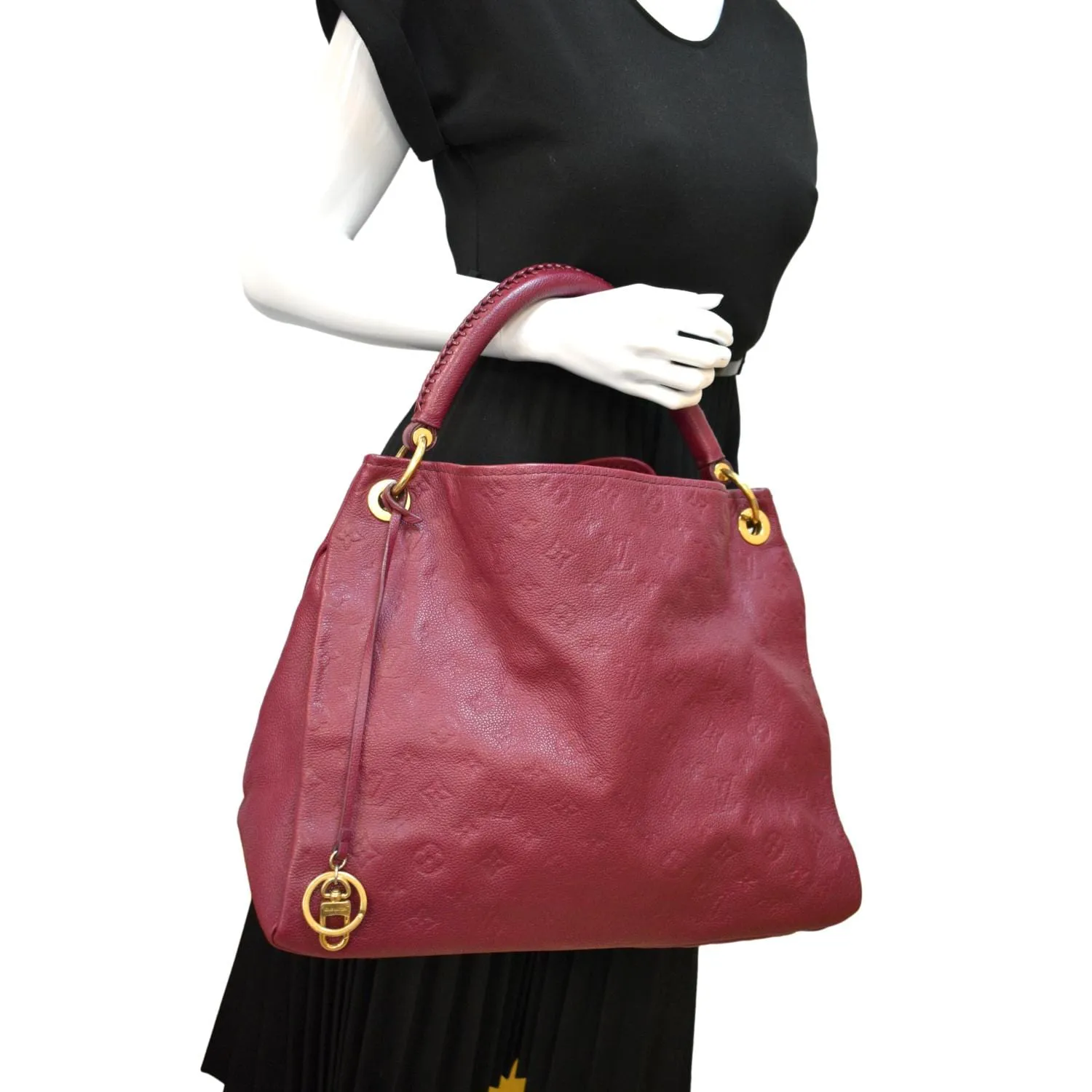 LOUIS VUITTON Artsy MM Empreinte Leather Hobo Bag Red