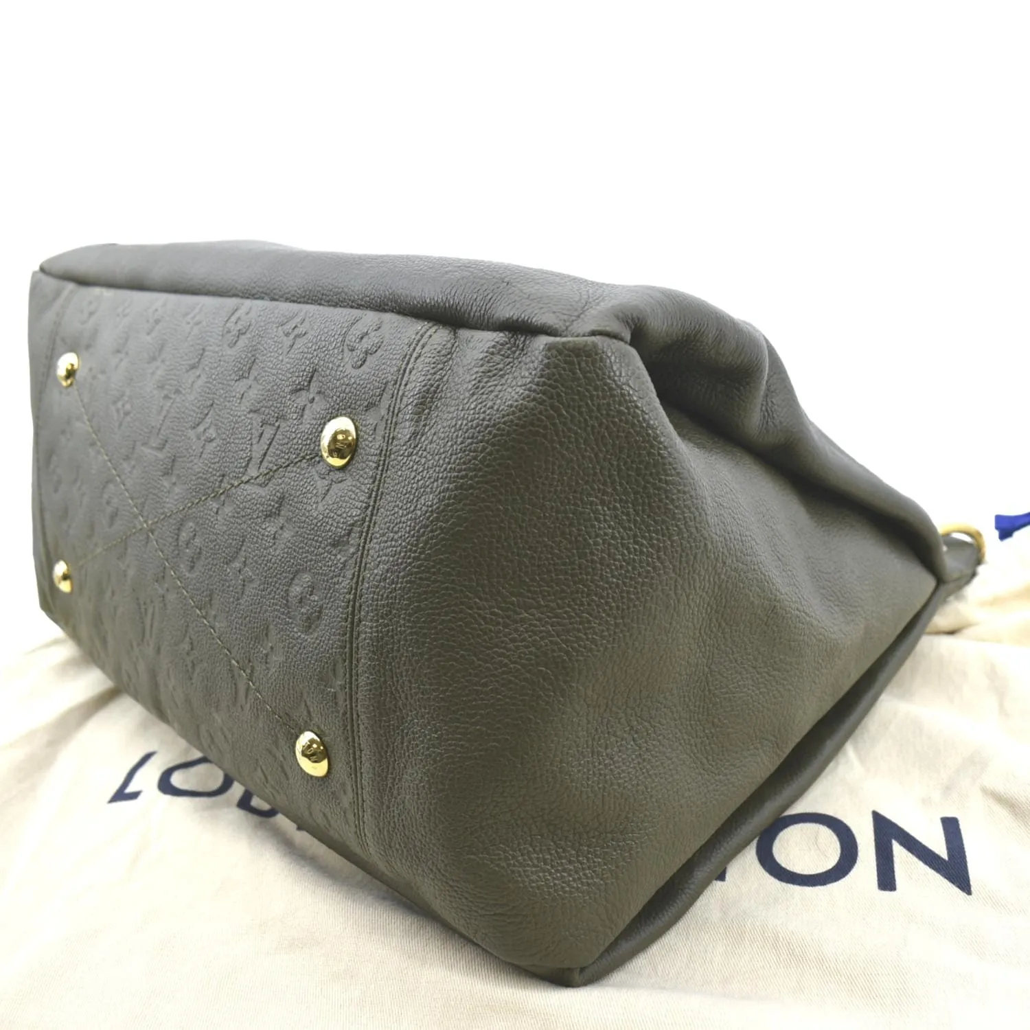 LOUIS VUITTON Artsy MM Monogram Empreinte Leather Shoulder Bag Khaki Green