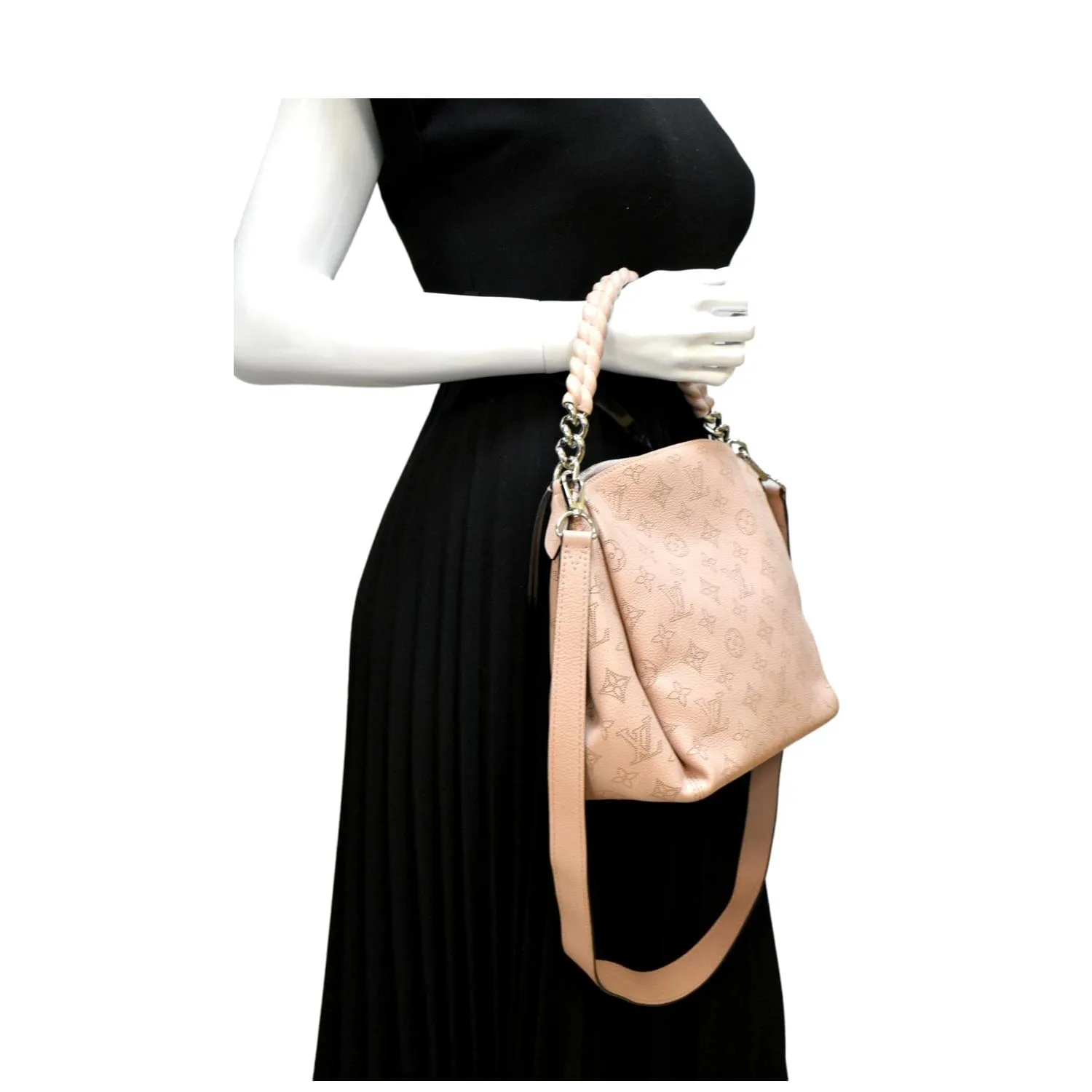 LOUIS VUITTON Babylone Mahina Calfskin Leather Shoulder Bag Pink
