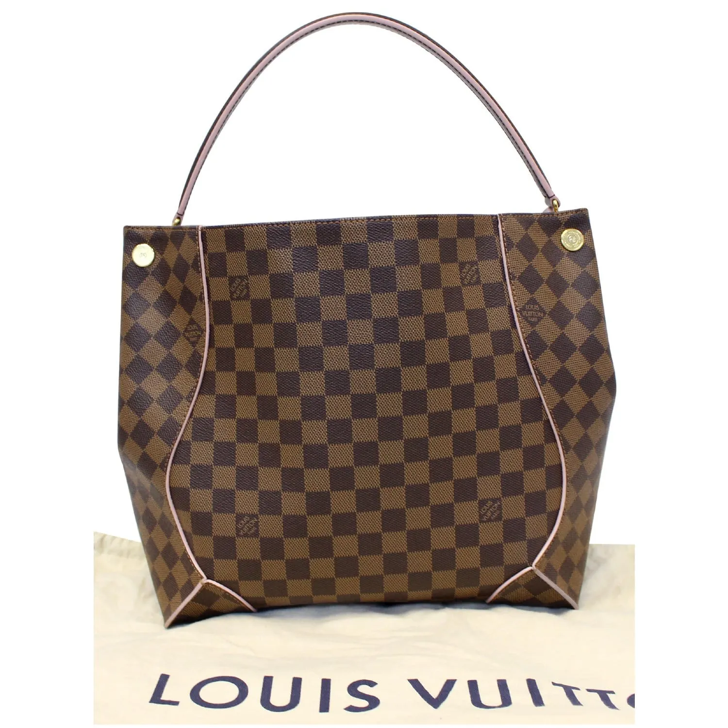 LOUIS VUITTON Caissa Damier Ebene Hobo Bag Rose Ballerine