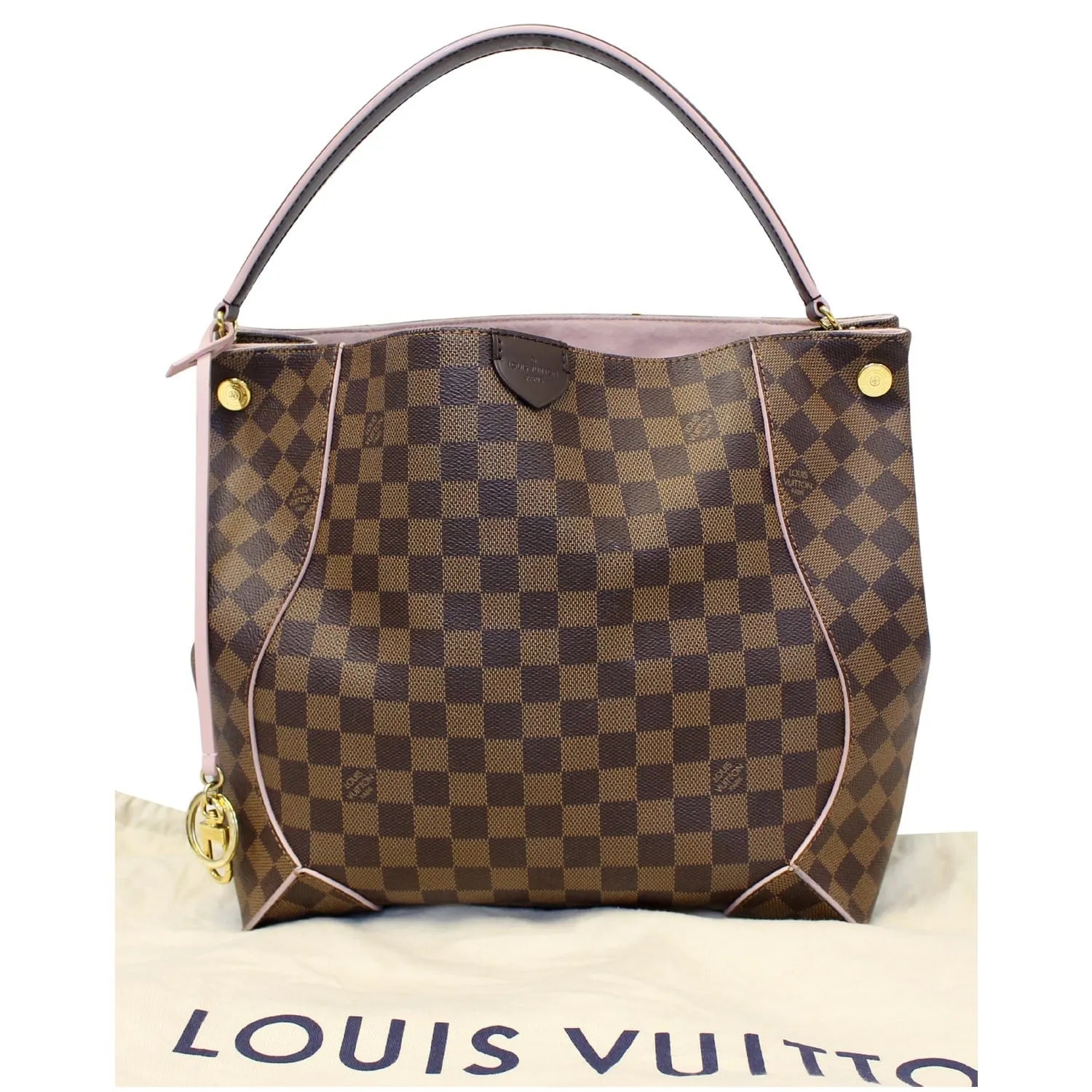 LOUIS VUITTON Caissa Damier Ebene Hobo Bag Rose Ballerine