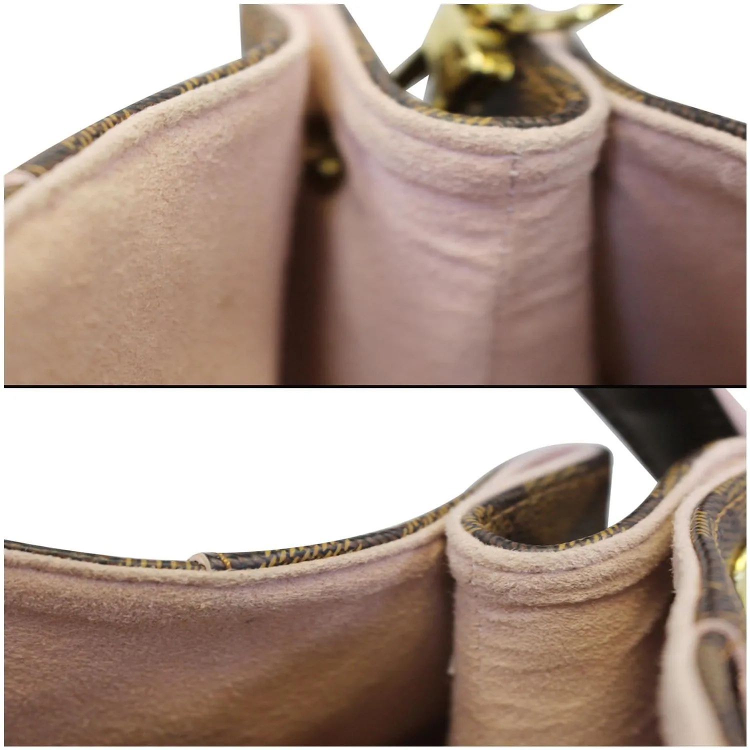 LOUIS VUITTON Caissa Damier Ebene Hobo Bag Rose Ballerine