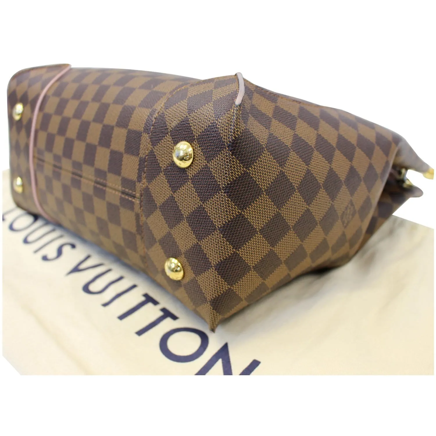 LOUIS VUITTON Caissa Damier Ebene Hobo Bag Rose Ballerine
