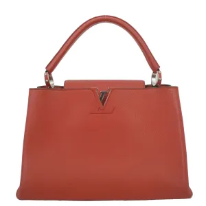 LOUIS VUITTON Capucines MM Taurillon Leather Satchel Bag Red