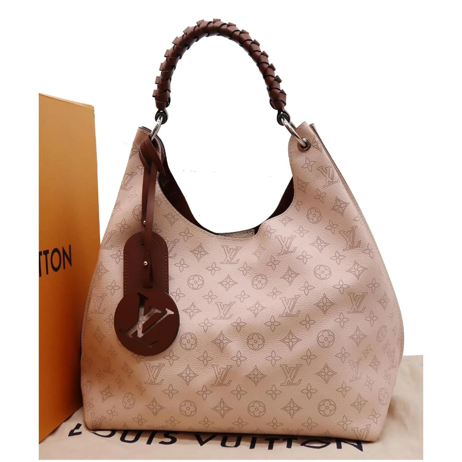 LOUIS VUITTON Carmel Mahina Leather Hobo Bag Light Pink