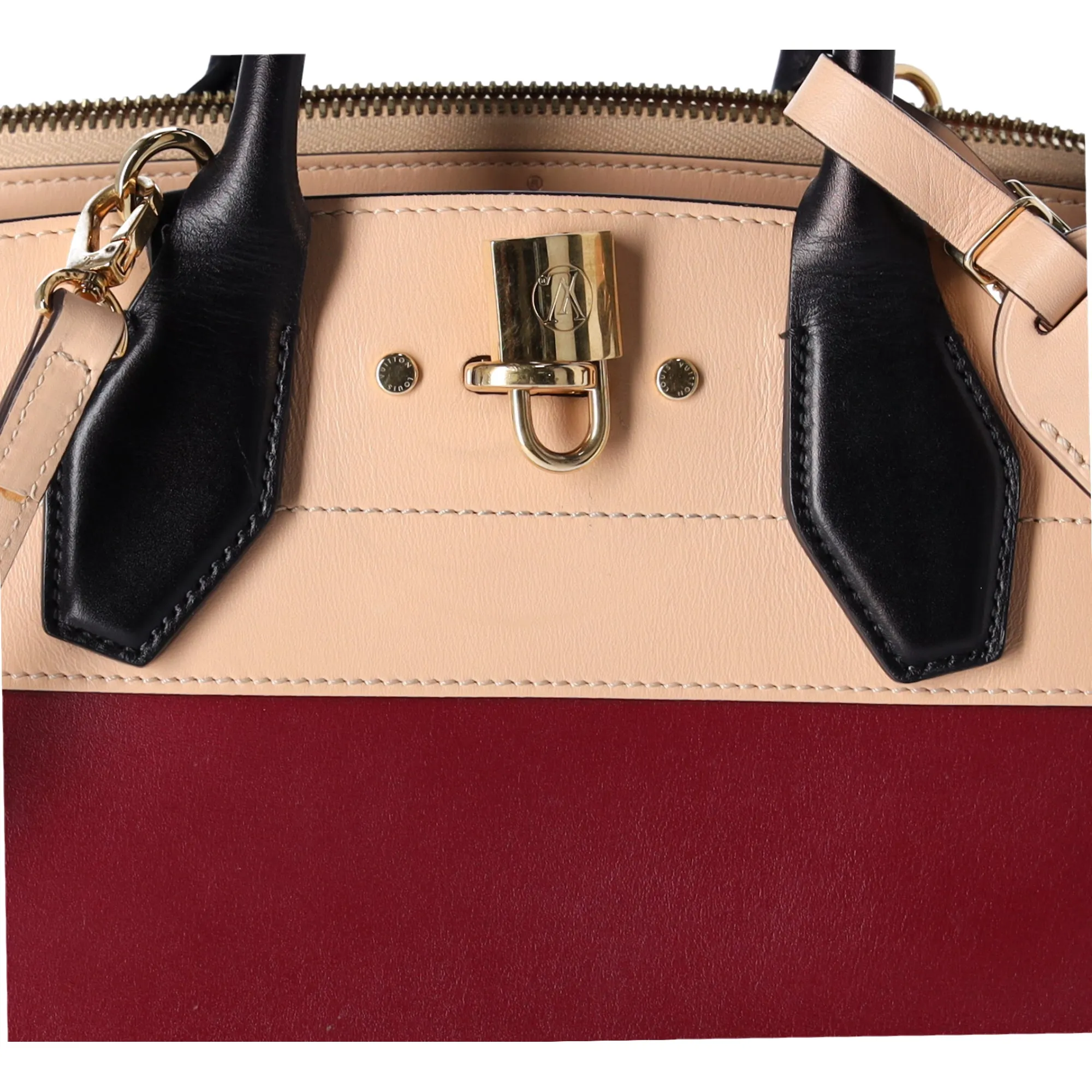 Louis Vuitton City Steamer PM Beige Bordeaux Colorblock Small Satchel Handbag