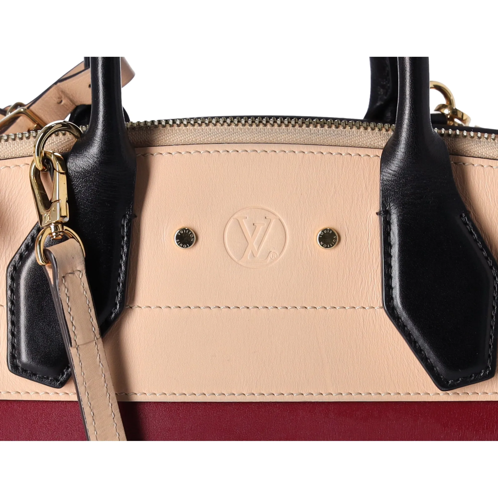 Louis Vuitton City Steamer PM Beige Bordeaux Colorblock Small Satchel Handbag