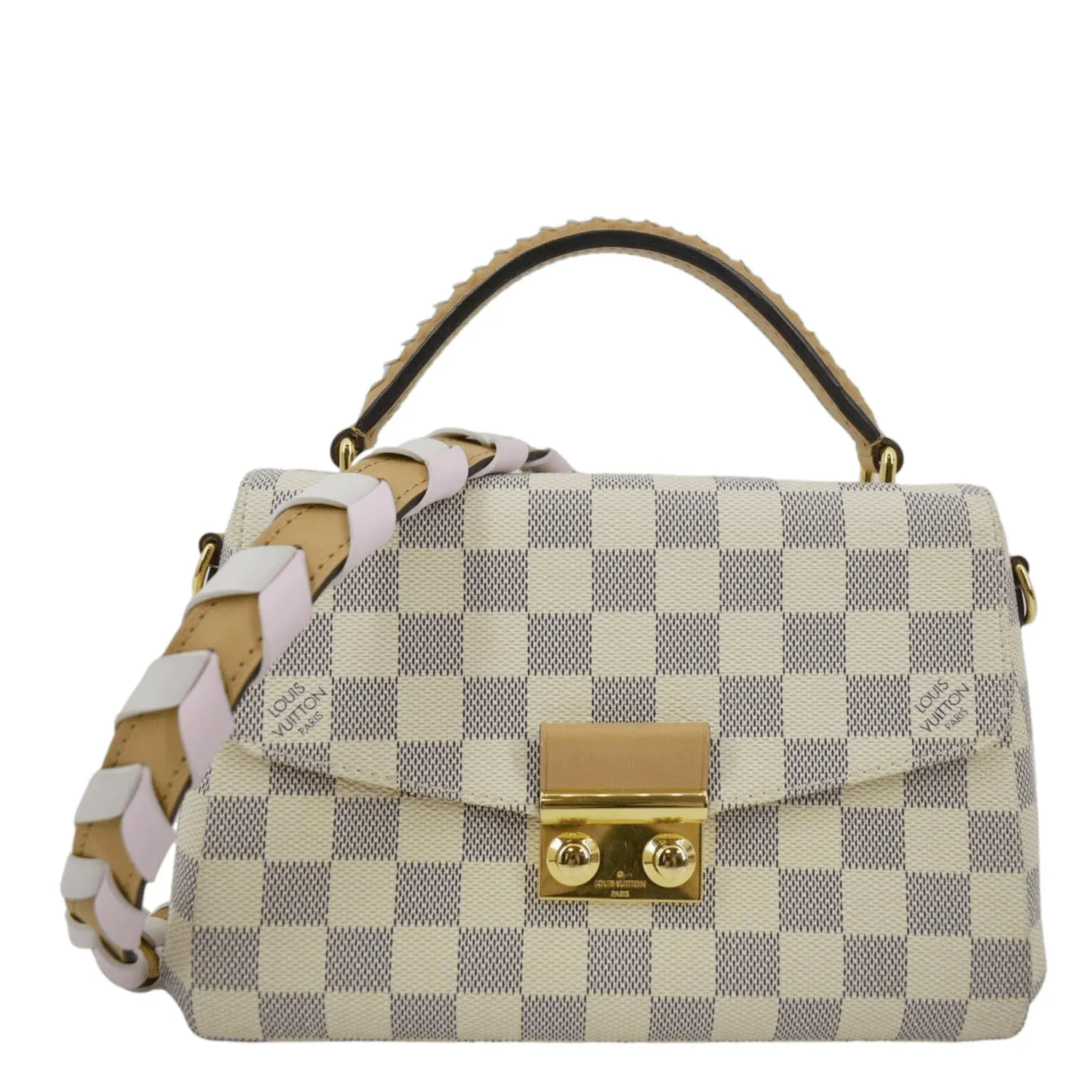 LOUIS VUITTON Croisette Damier Azur Satchel Crossbody Bag White