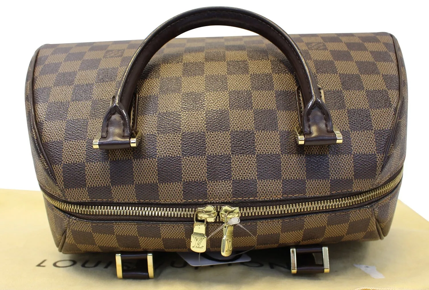 LOUIS VUITTON Damier Ebene Ribera MM Brown Satchel Bag
