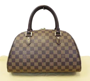 LOUIS VUITTON Damier Ebene Ribera MM Brown Satchel Bag