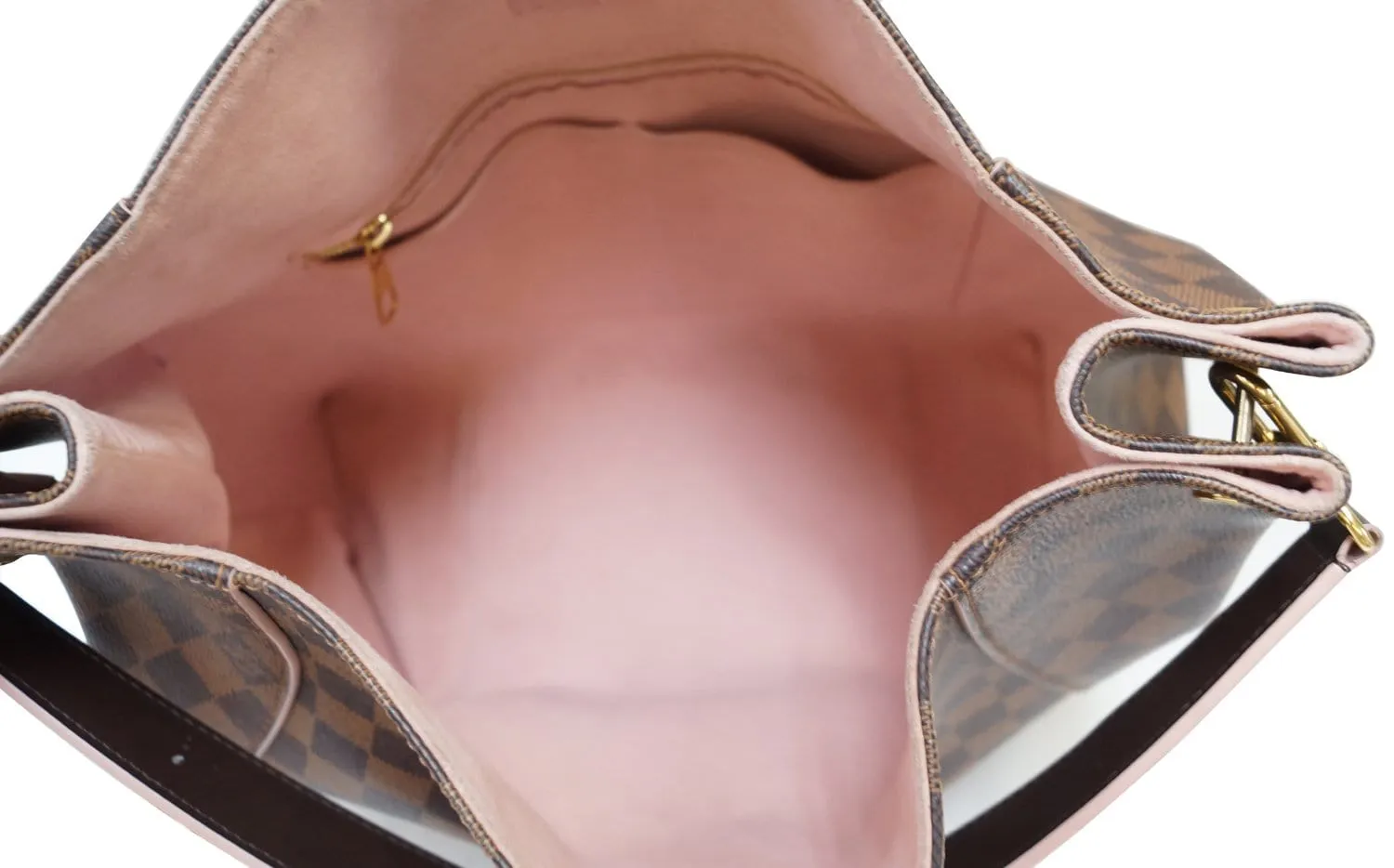 LOUIS VUITTON Damier Ebene Rose Ballerine Caissa Hobo Bag