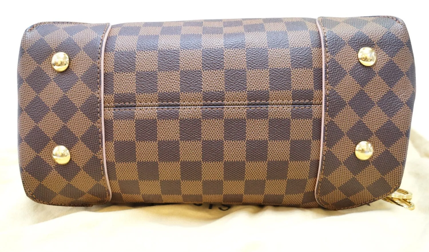 LOUIS VUITTON Damier Ebene Rose Ballerine Caissa Hobo Bag