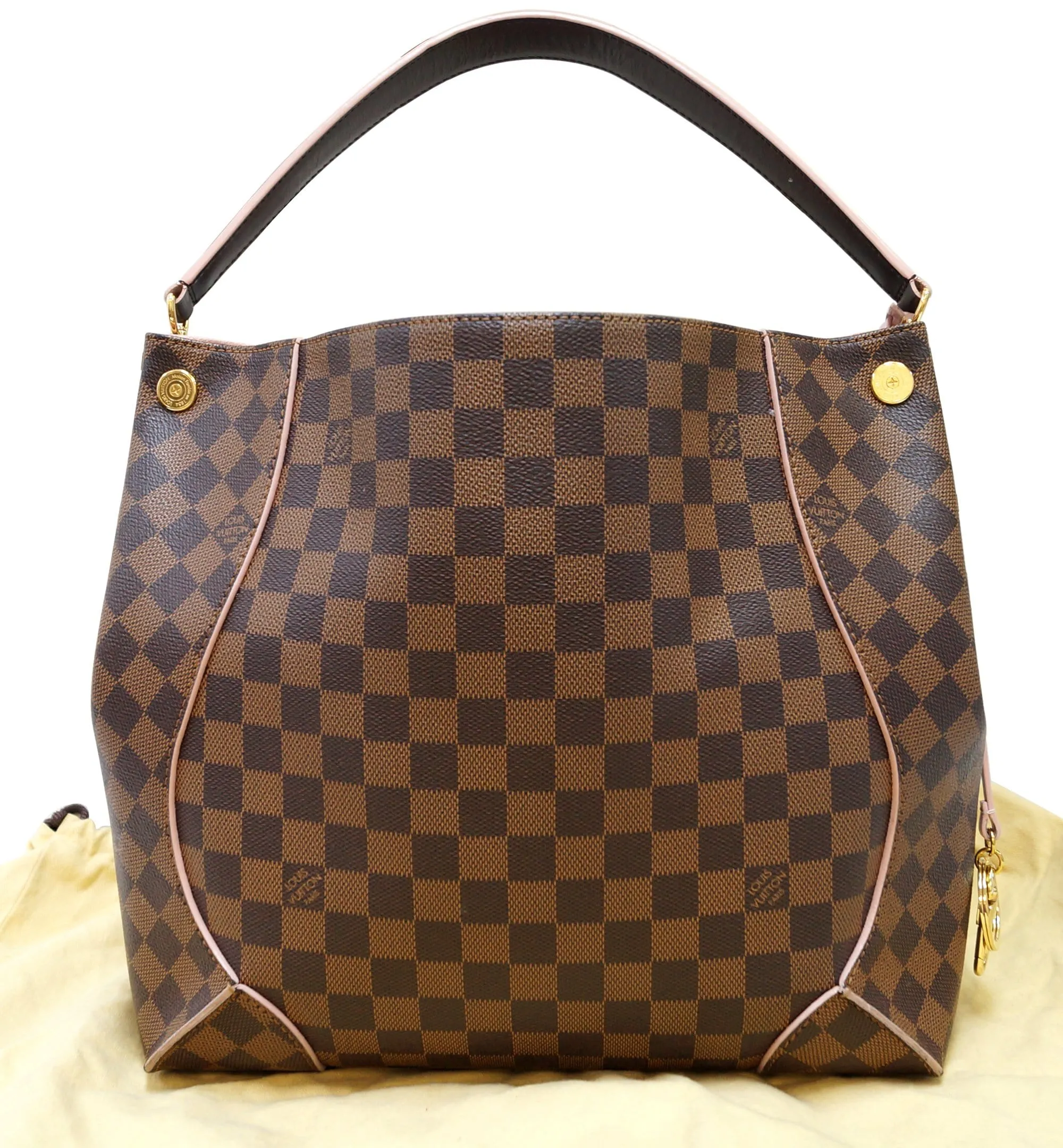 LOUIS VUITTON Damier Ebene Rose Ballerine Caissa Hobo Bag