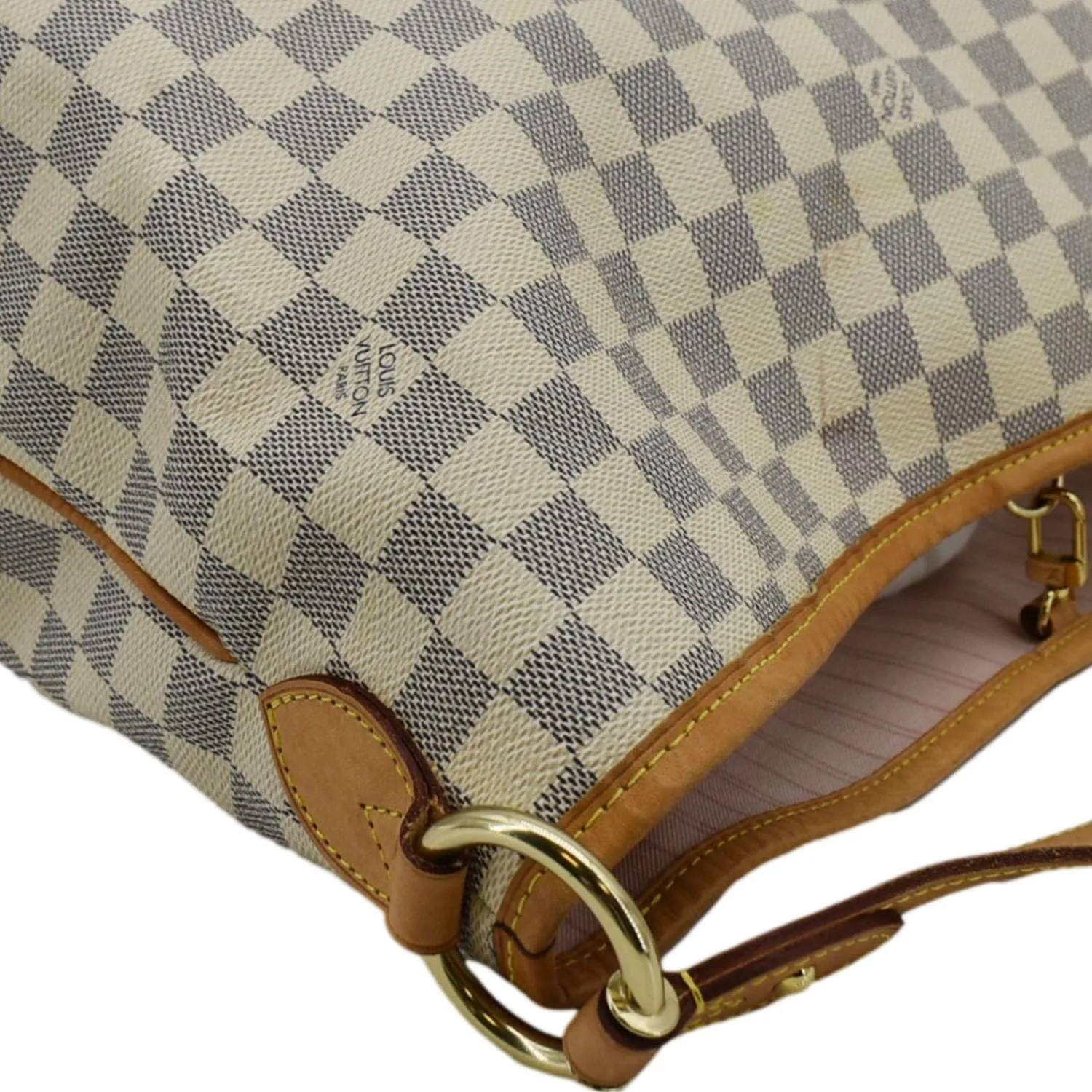 LOUIS VUITTON Delightful MM Damier Azur Hobo Shoulder Bag White