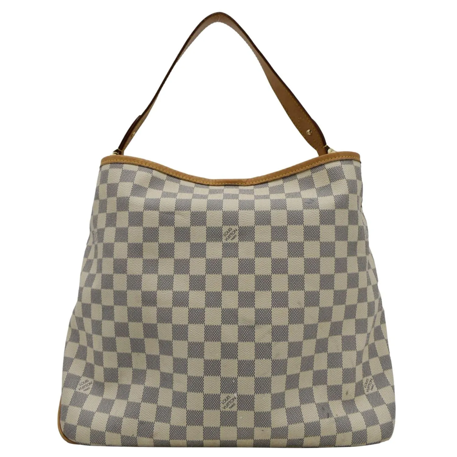 LOUIS VUITTON Delightful MM Damier Azur Hobo Shoulder Bag White