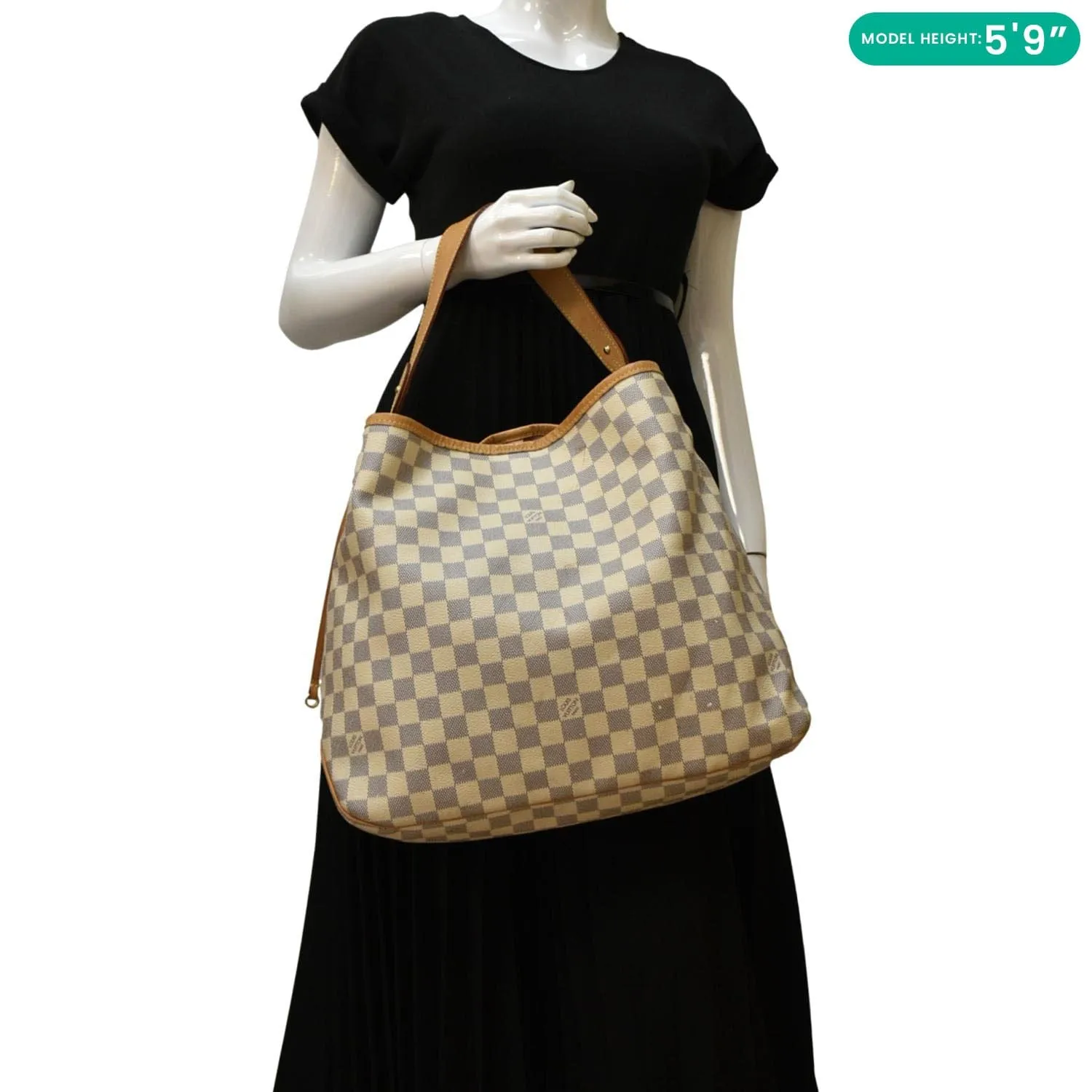 LOUIS VUITTON Delightful MM Damier Azur Hobo Shoulder Bag White