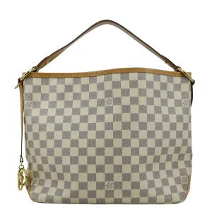 LOUIS VUITTON Delightful MM Damier Azur Hobo Shoulder Bag White
