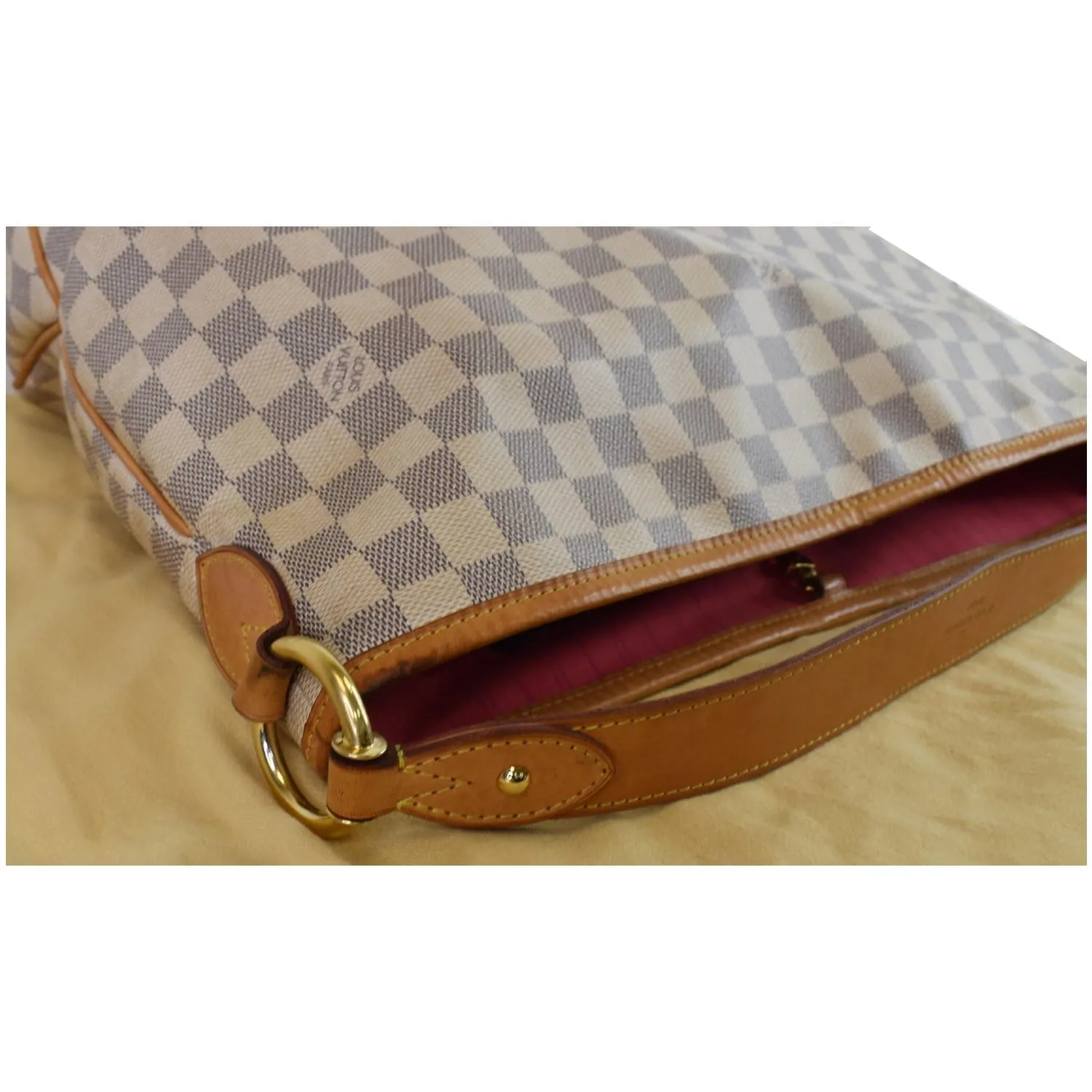 LOUIS VUITTON Delightful PM Damier Azur Shoulder Hobo Bag White