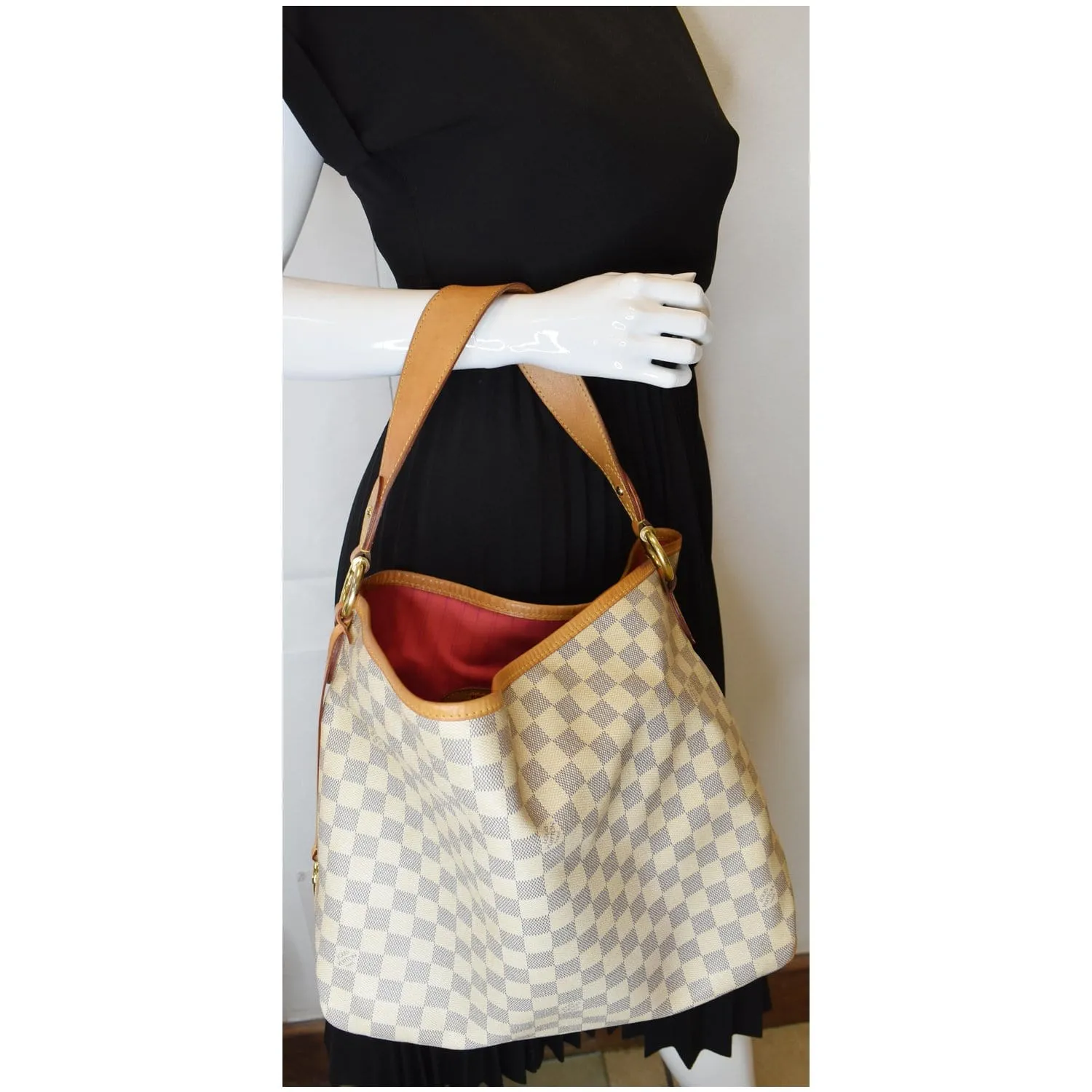 LOUIS VUITTON Delightful PM Damier Azur Shoulder Hobo Bag White