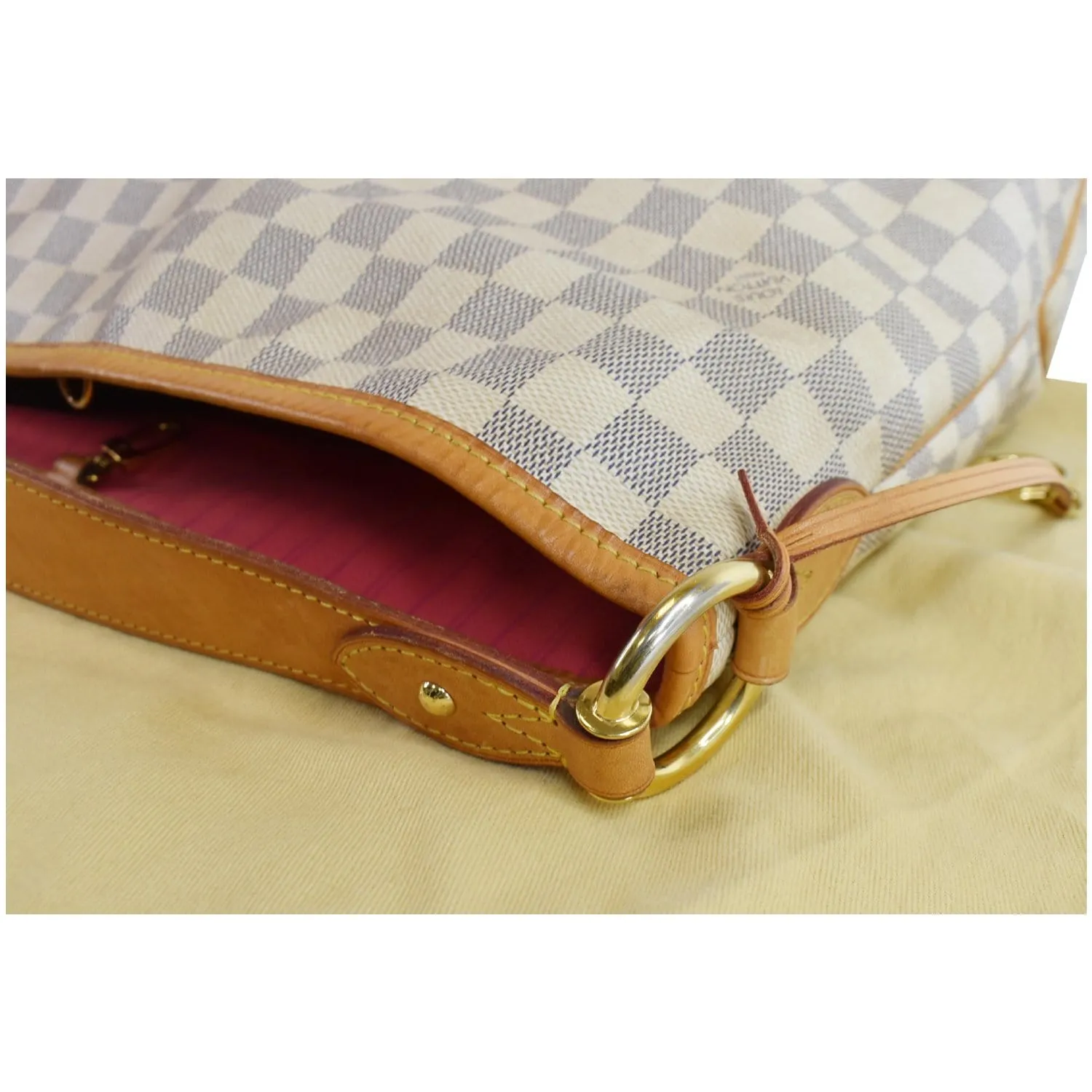 LOUIS VUITTON Delightful PM Damier Azur Shoulder Hobo Bag White